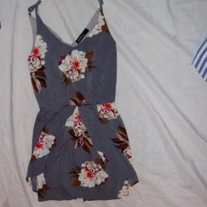 size  small womens  gray floral one piece romper sexy  shorts